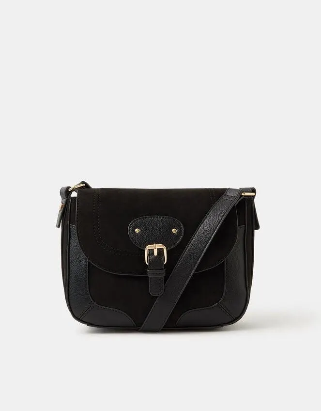Saddle Buckle Crossbody Bag Black