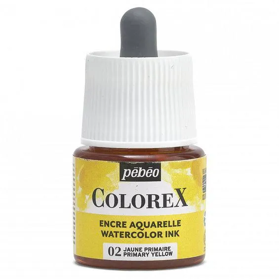 Colorex Watercolor Ink 45 ml Primary Yellow – boks med akvarellblekk og pipette