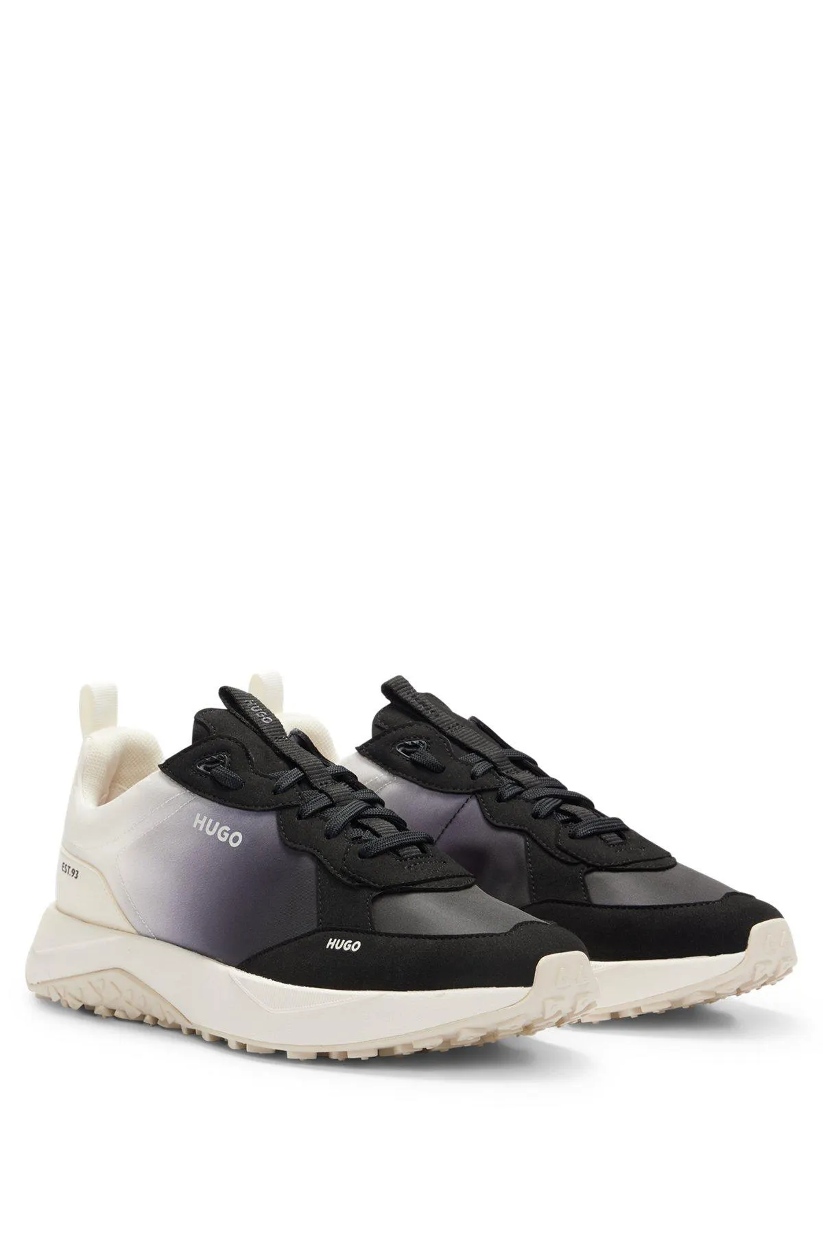 Mixed-material trainers with degradé effect