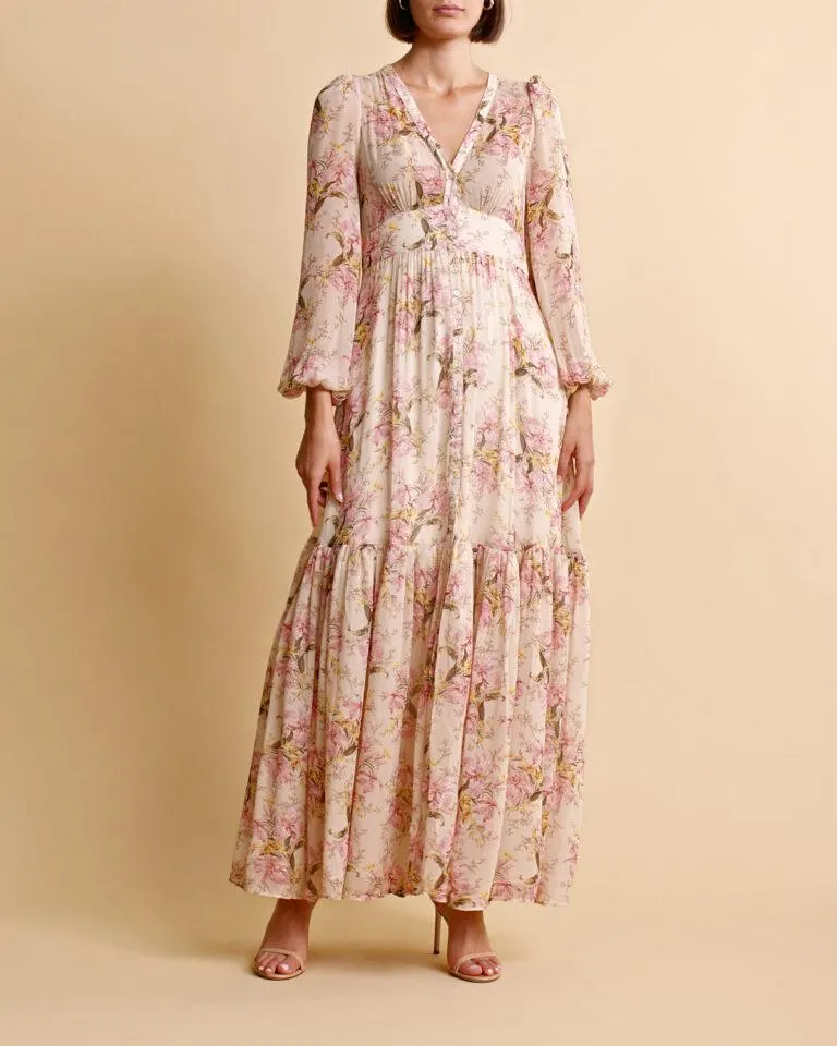 Georgette Maxi Dress – Flerfarget