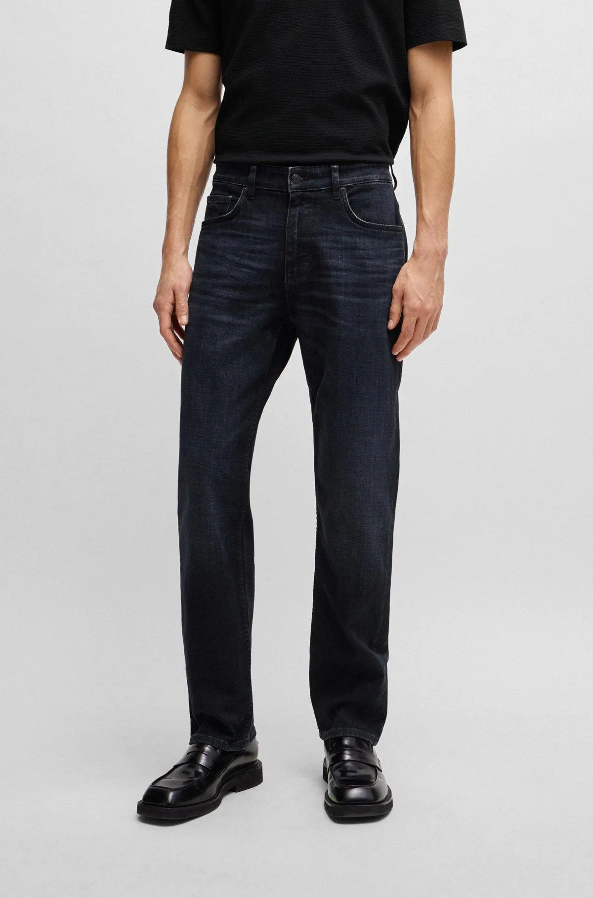 Relaxed-fit jeans in blue cashmere-touch denim