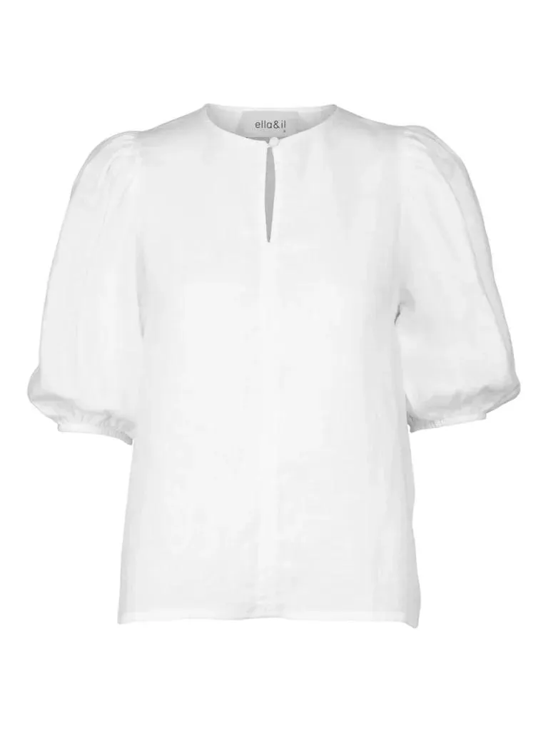 Anna Linen Top – Hvit