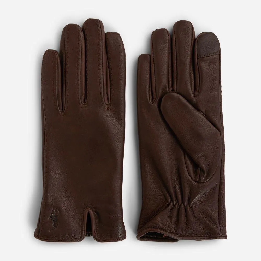 Touch Screen Leather Gloves - Tobacco