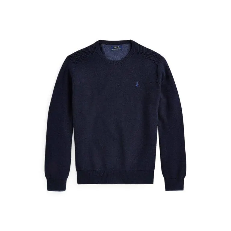 Mesh-Knit Cotton Crewneck Sweater – Marine