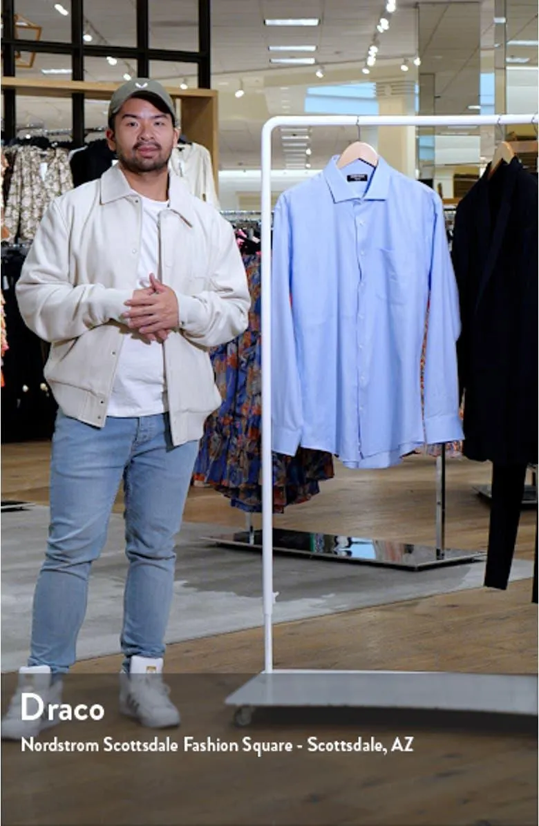 Trim Fit Herringbone Oxford Solid Dress Shirt