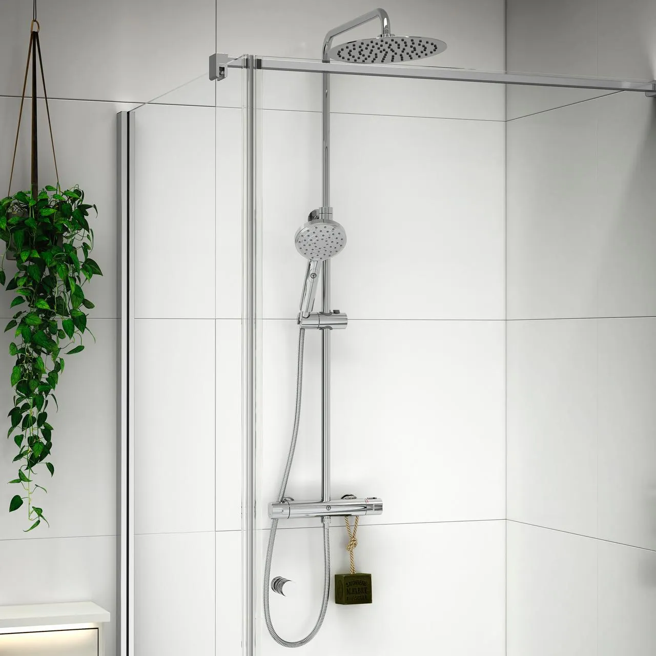 Gustavsberg nordic round takdusj m/dusjtermostat krom