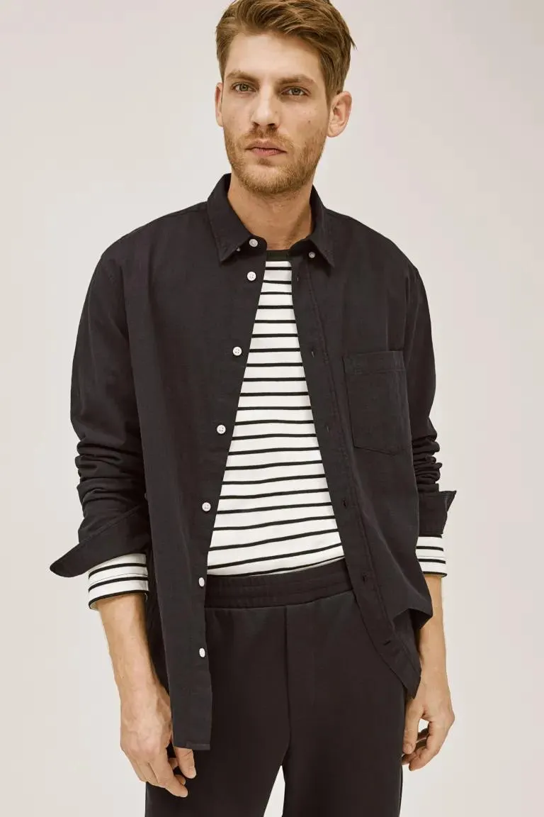 Regular Fit Strukturmønstret skjorte