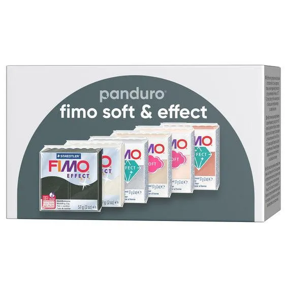 6 stk. Fimo Soft & Effect-leirer à 57 gram – perfekt for å lage smykke