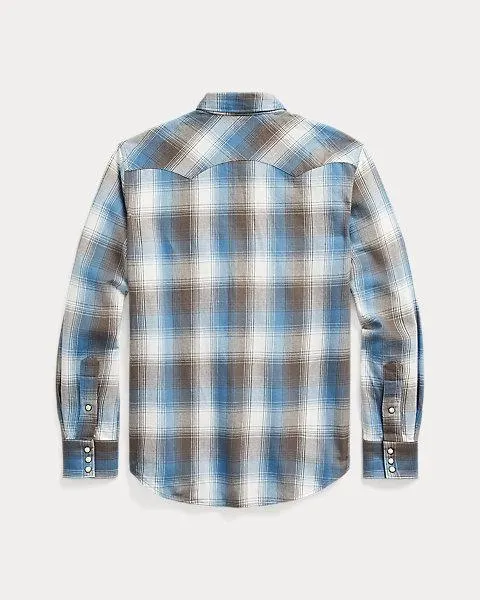 Slim Fit Plaid Twill Western Shirt