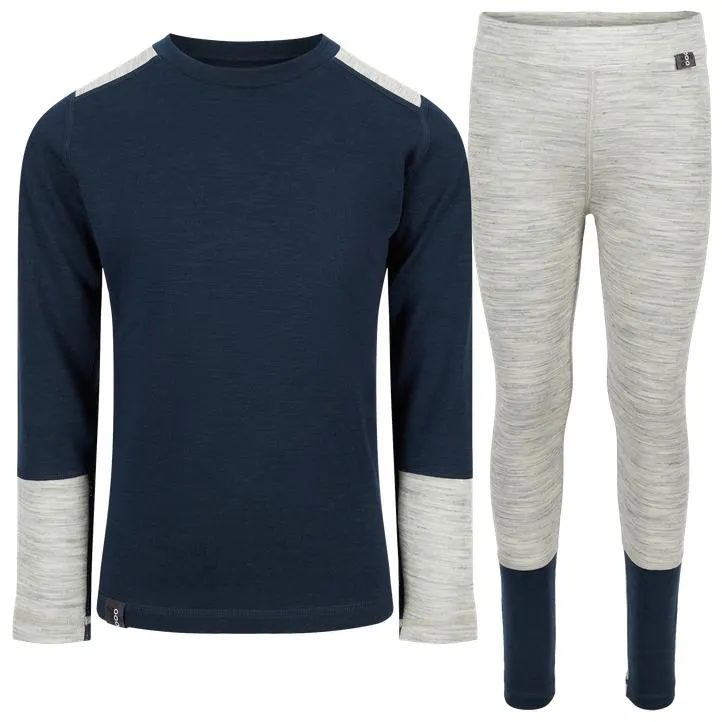 Røros 2 Layer Wool Set, ullsett barn, Mørk blå