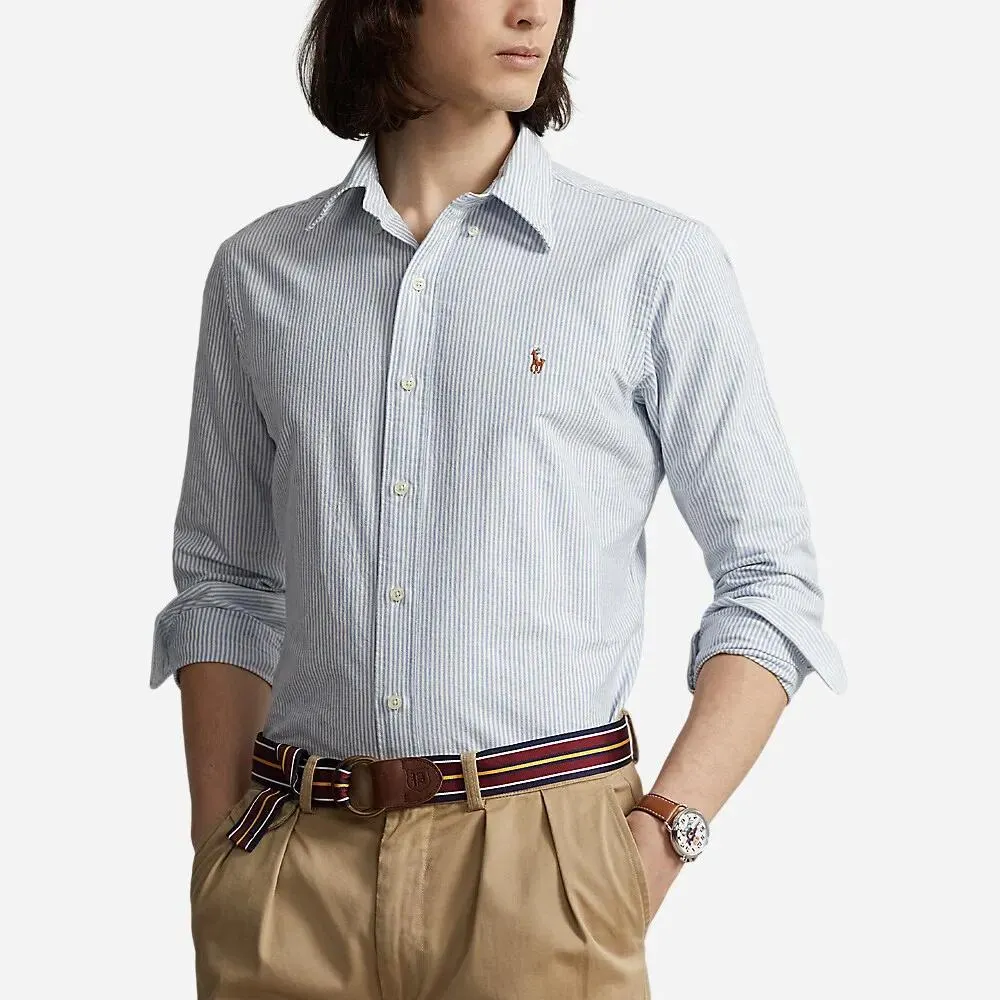 Custom Fit Oxford Shirt - Blue/white