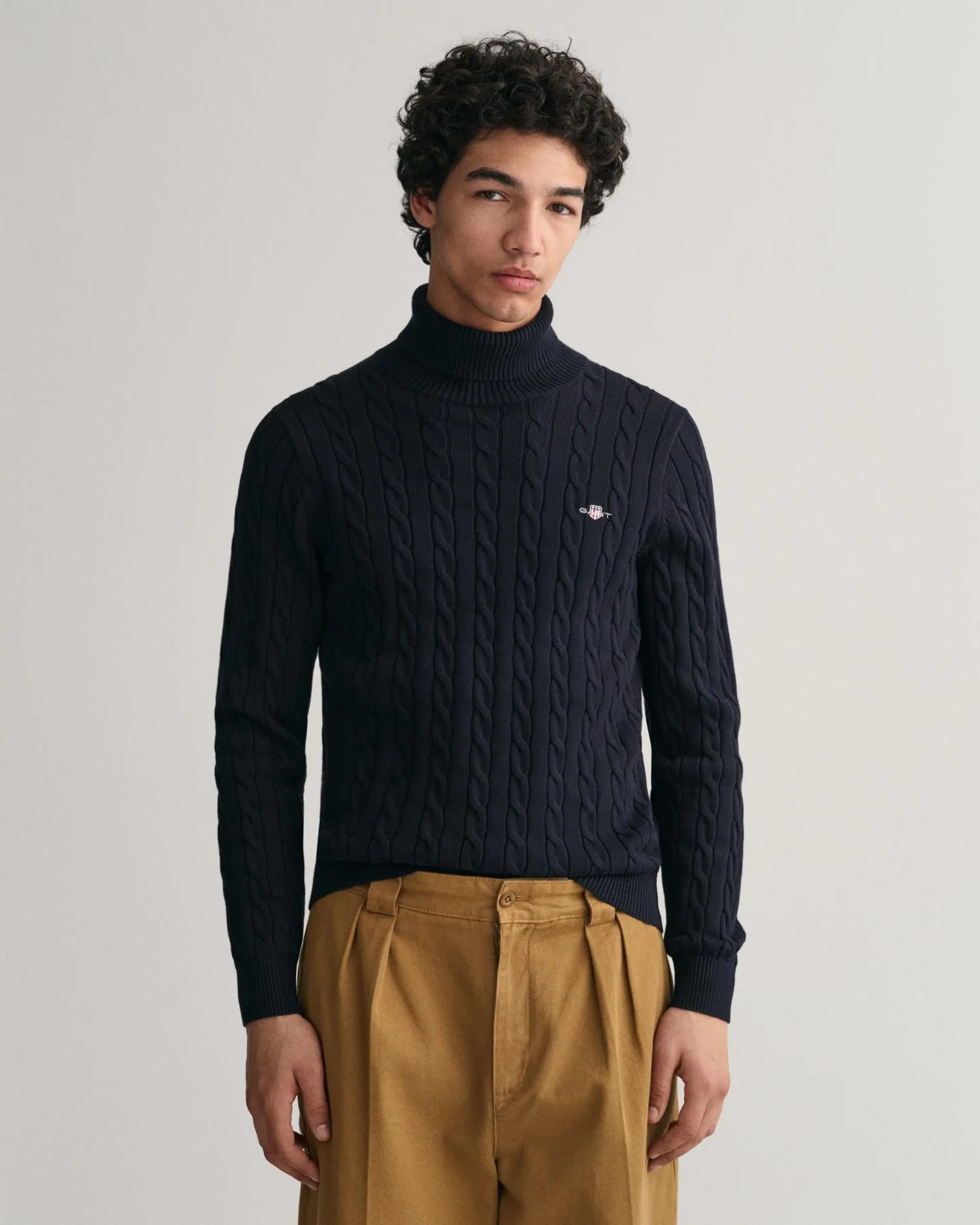 Cotton Cable Strikket Turtleneck-genser