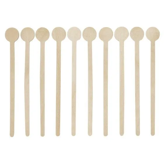 10-pakning rørepinner i tre, lengde 15,5 cm