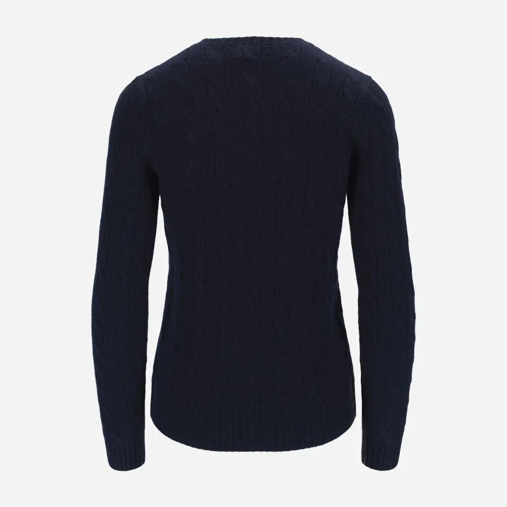 Cable Knit Wool-Cashmere Jumper - Hunter Navy