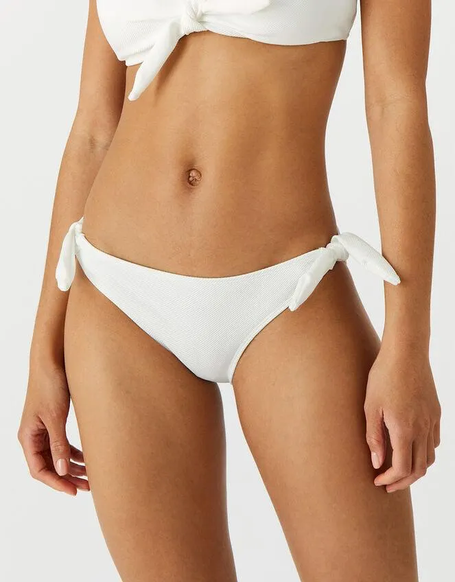 Ribbed Bunny Tie Bikini Briefs White