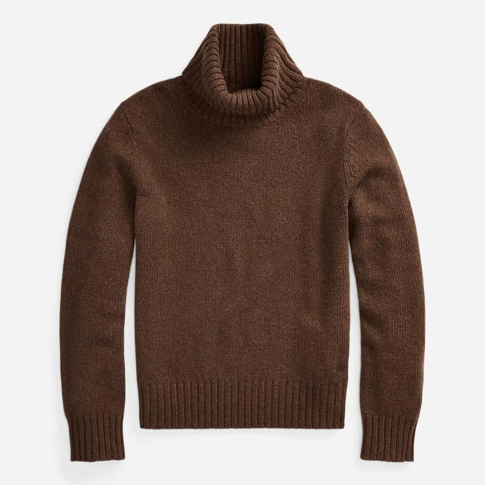 Wool Turtleneck Sweater - Brown Melange