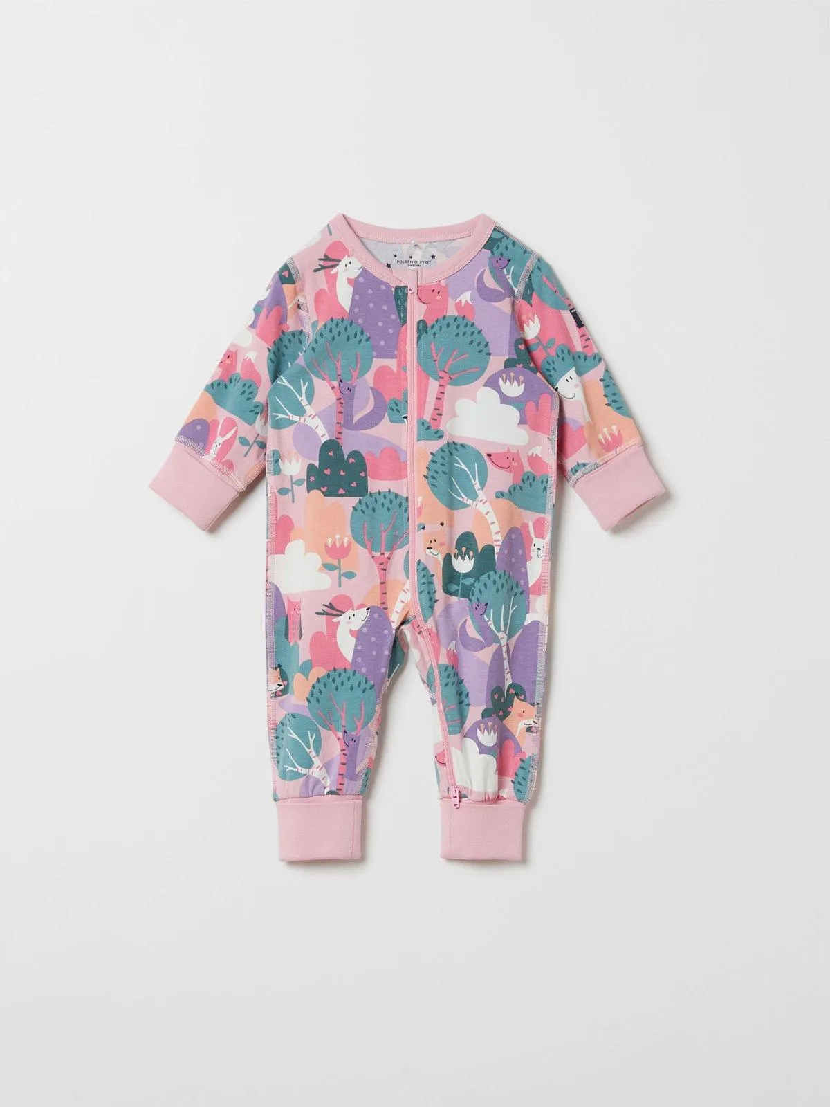 Hel pyjamas med nedbrettbare vrangborder skog