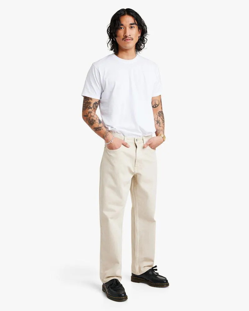 Loose Color Beige Jeans