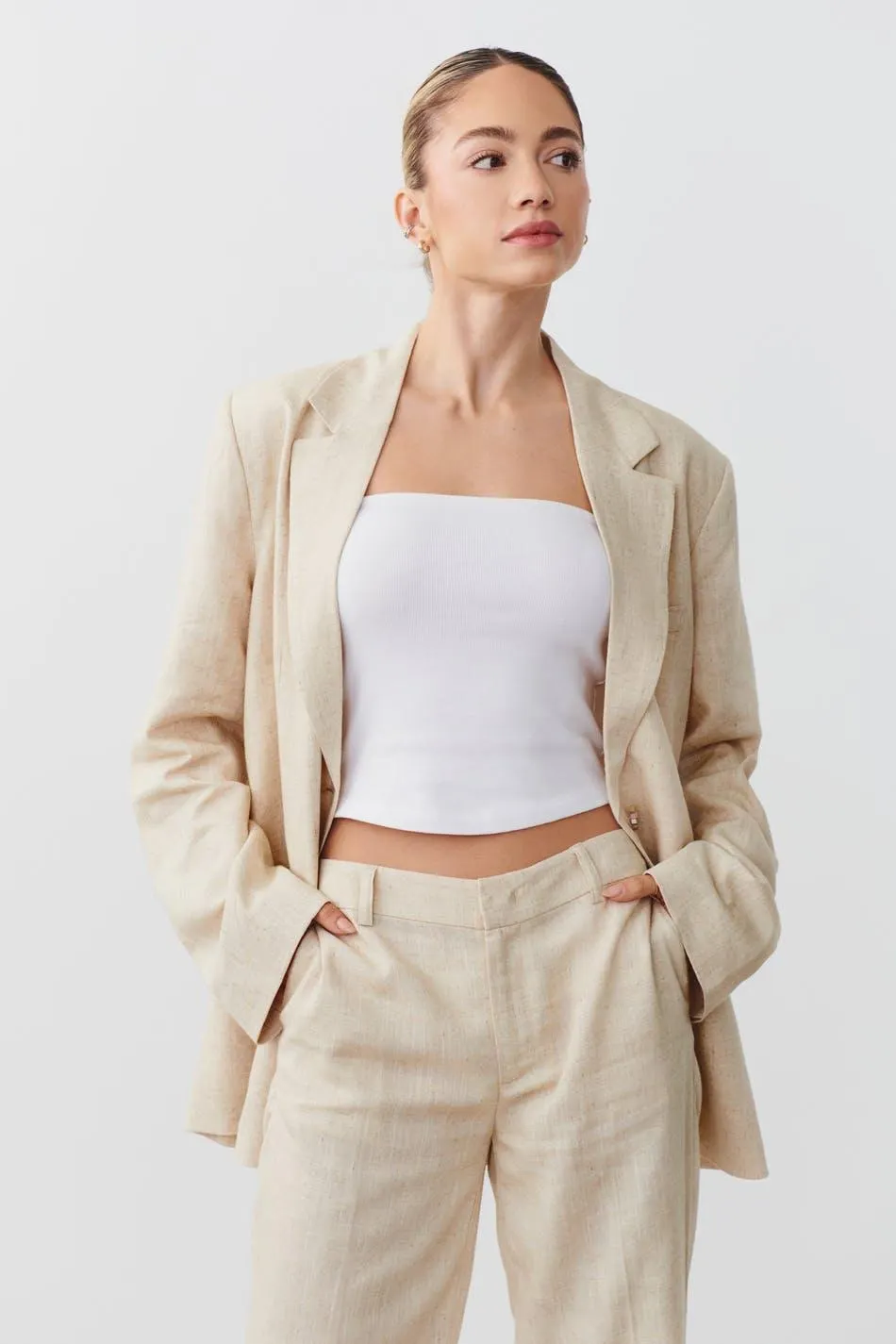 Linen blend blazer