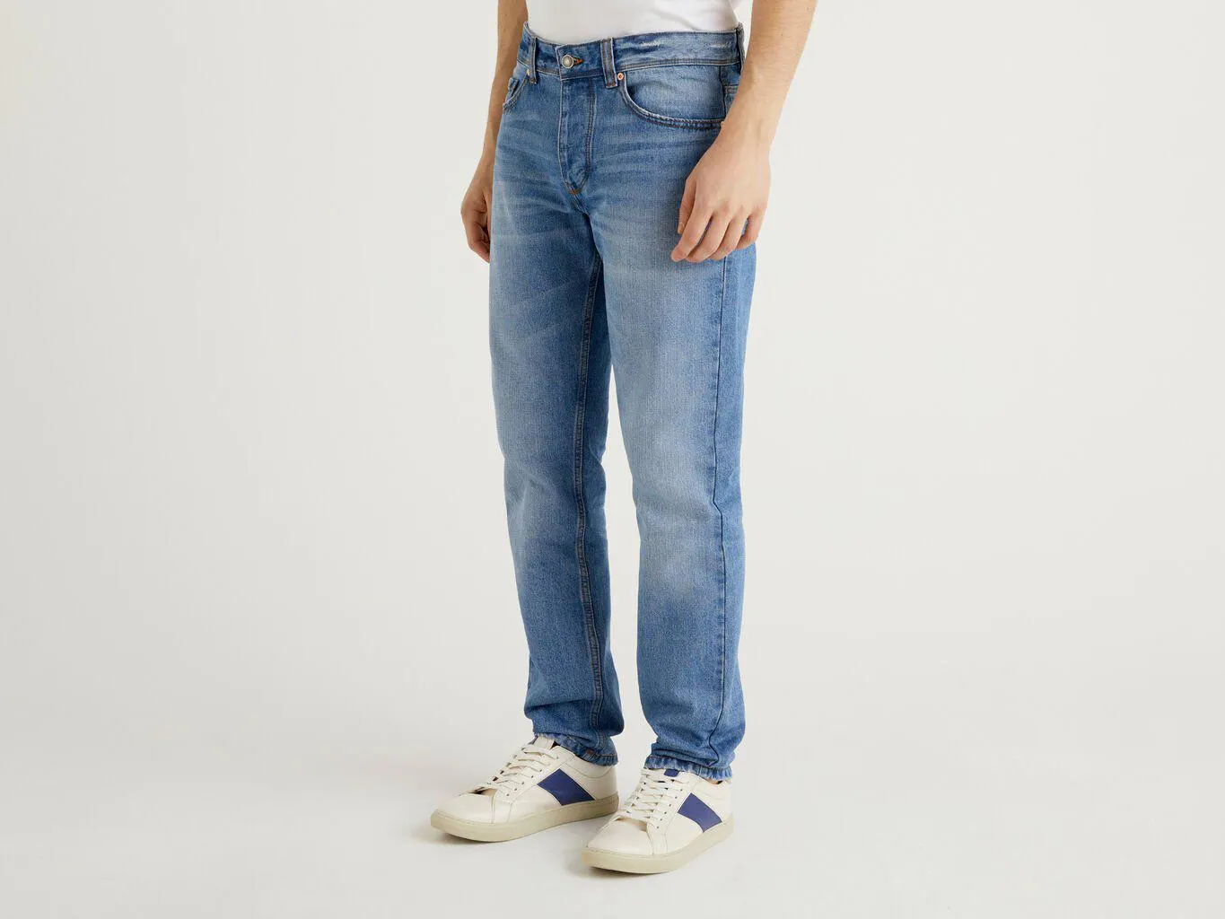 Benetton Rett Leg 100% Bomull Jeans Herre Lyse Blå | Norge-8253497