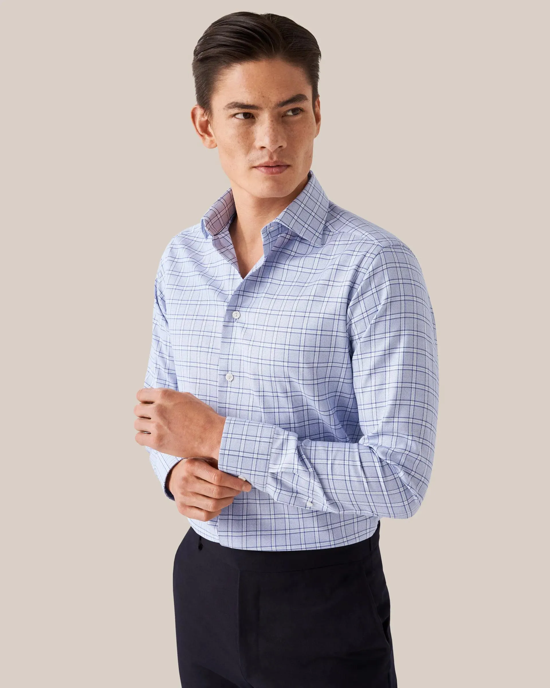 Dark Blue Checked Signature Twill Shirt