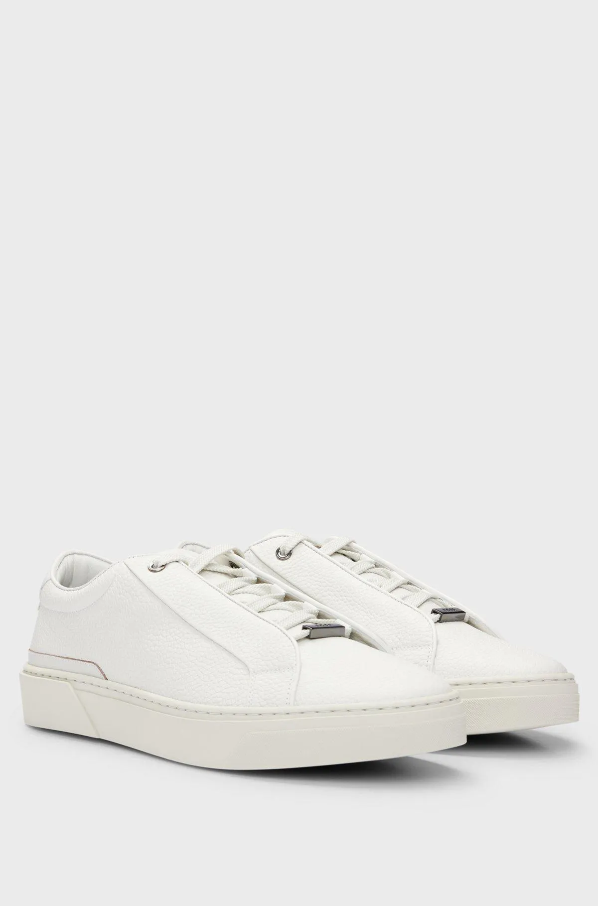 Gary grained-leather trainers with logo lace loop