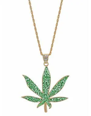 Grønt og Gullfarget Marijuana Kostymesmykke