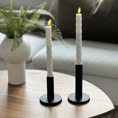 Lun tvinnet kronelys Hvit 2 pk.