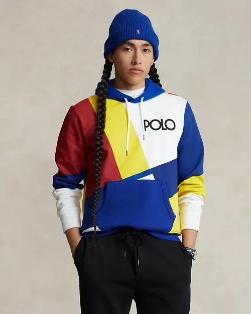 Logo Colour-Blocked Fleece Hoodie