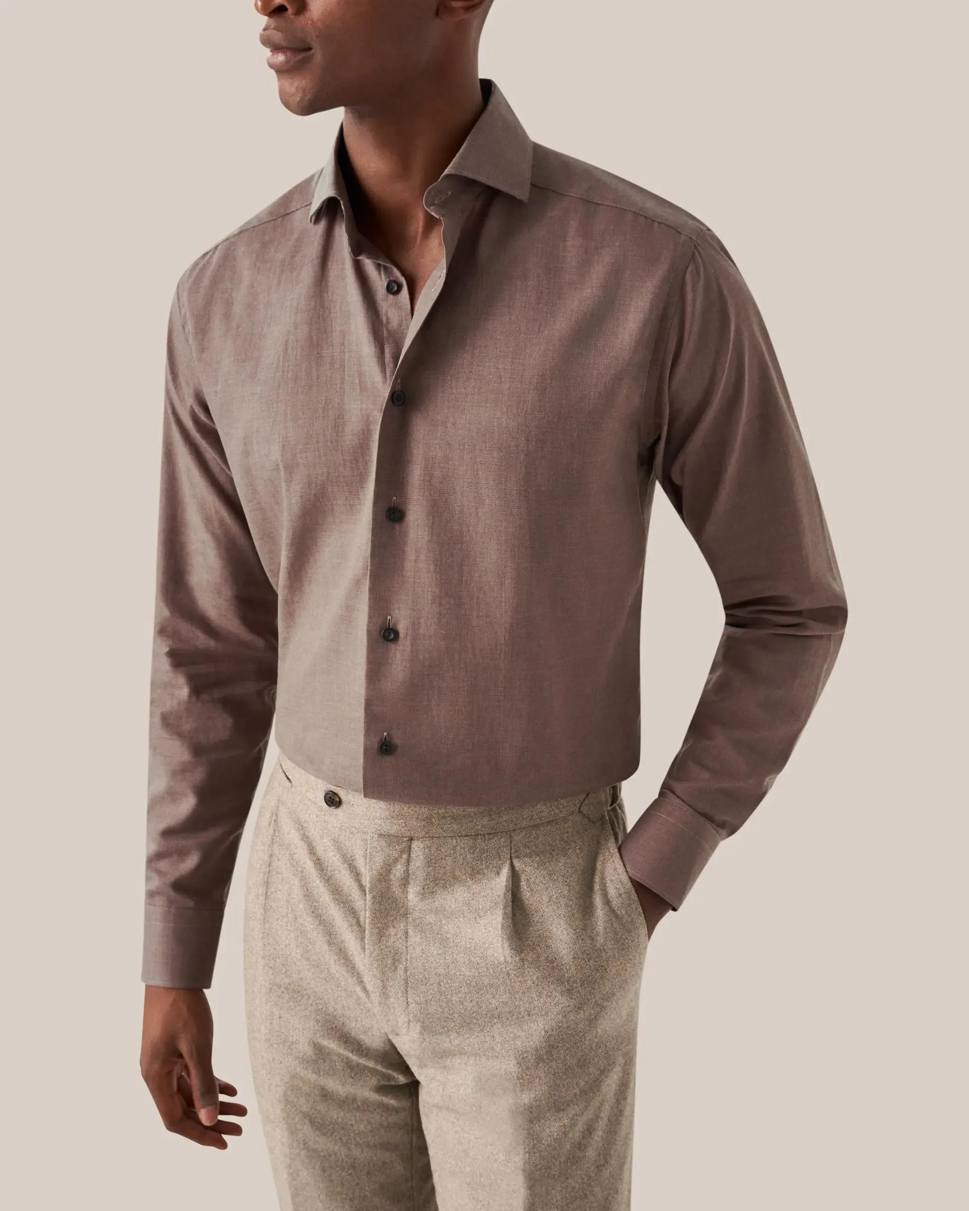 Brown Checked Wrinkle Free Flannel Shirt