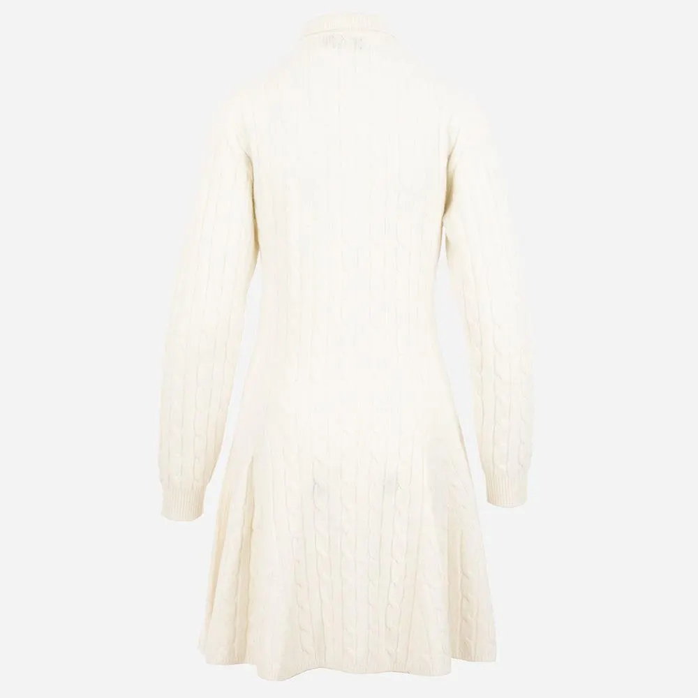 Cable-Knit Wool-Cashmere Sweater Dress - Cream