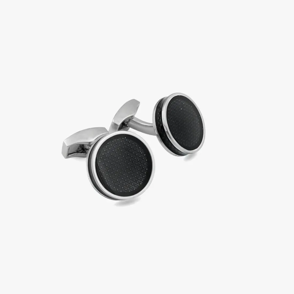 Cufflinks Round - Silver-Black
