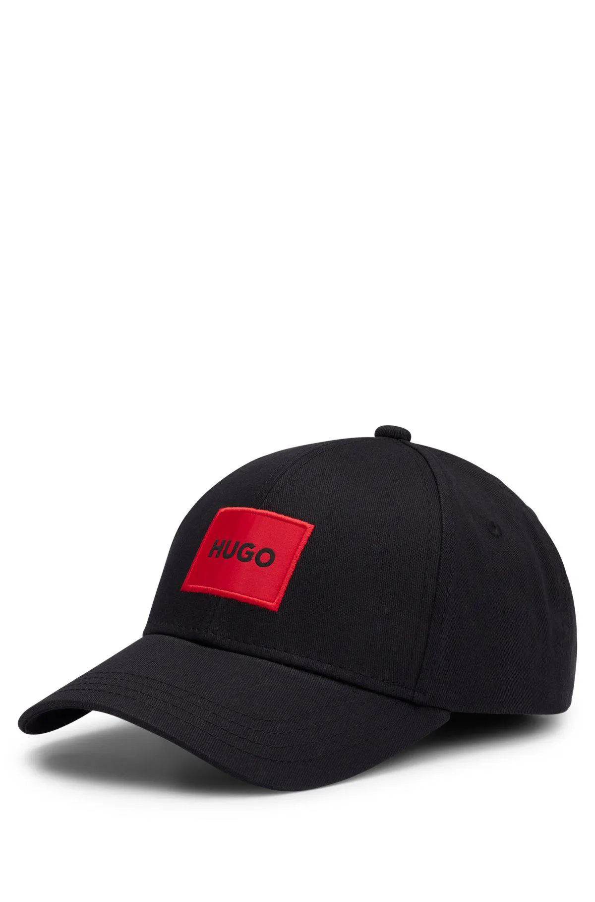 Cotton-twill cap with red logo label