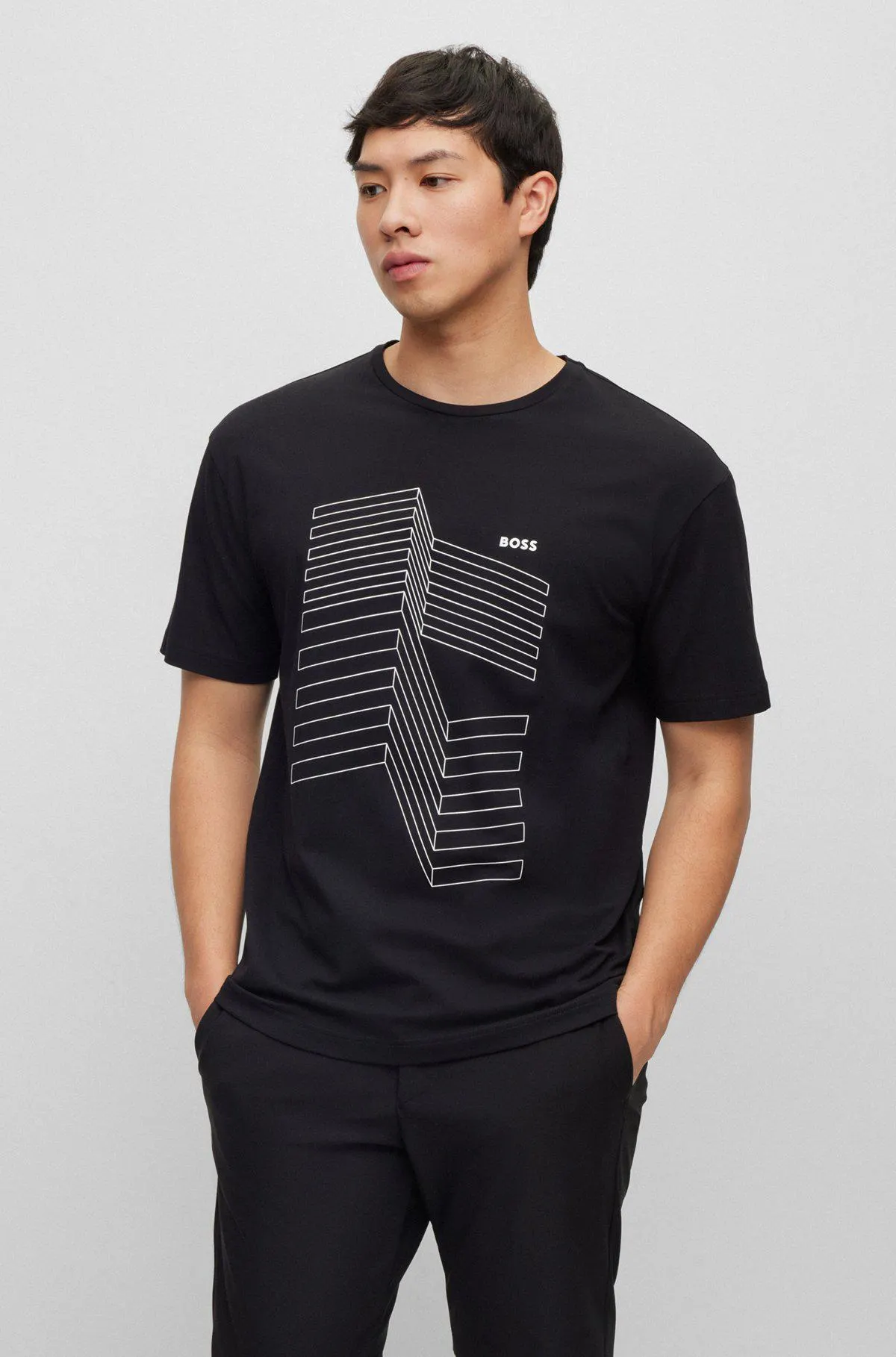 Relaxed-fit T-shirt in stretch cotton with logo artwork