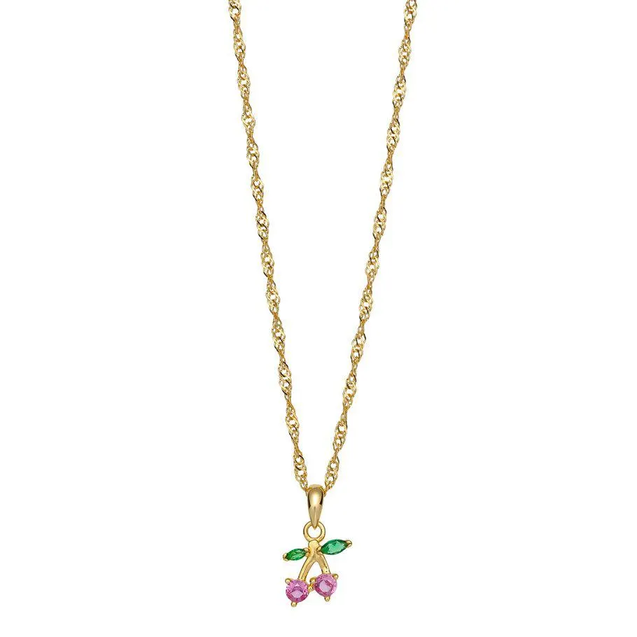 Halssmykke Kirsebær 925 Forgylt Sølv