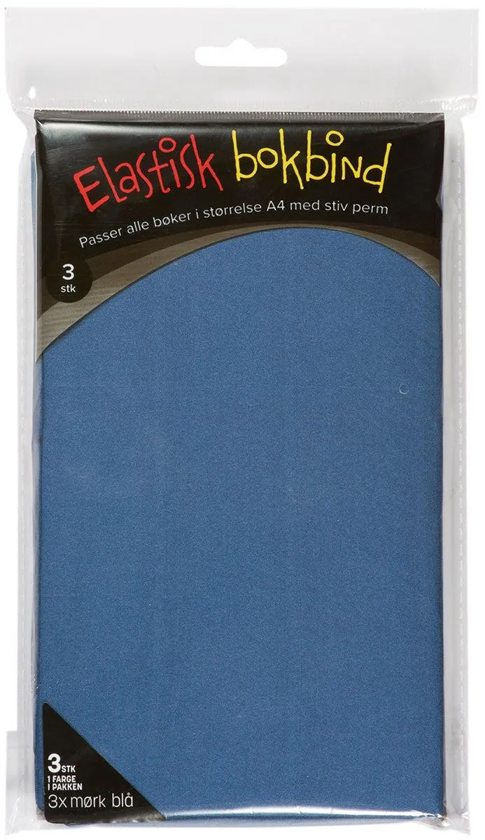 Bokbind Elastisk A4 3pk Ensfarget Mørk Blå