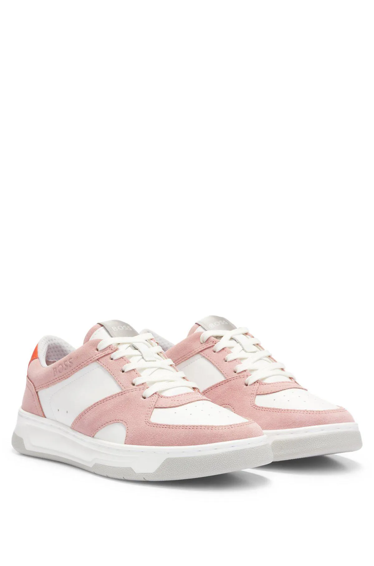 Basketball-style trainers in mixed materials with branded accents