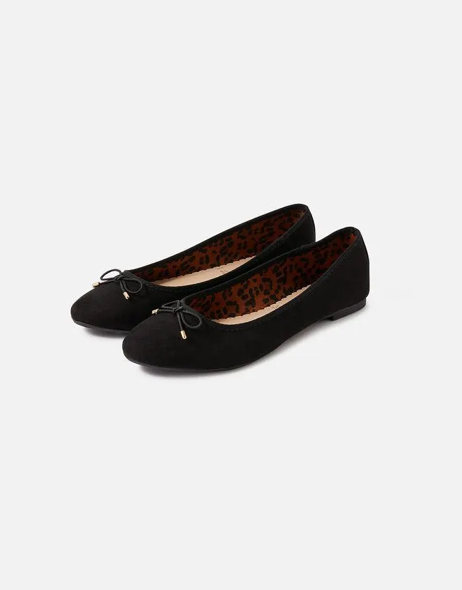 Simple Bow Ballerina Flats Black