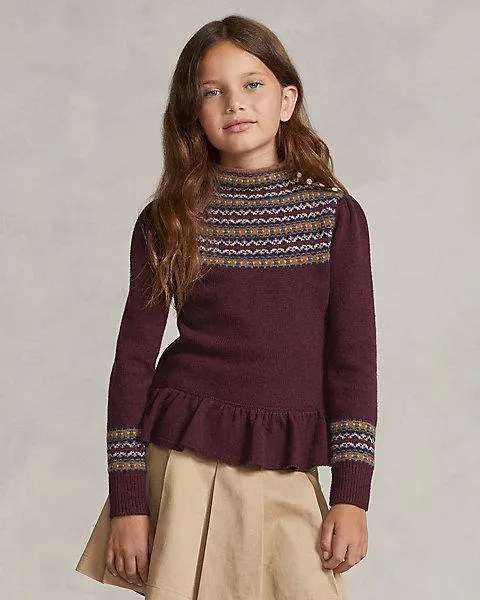 Fair Isle Wool-Blend Peplum Roll Neck