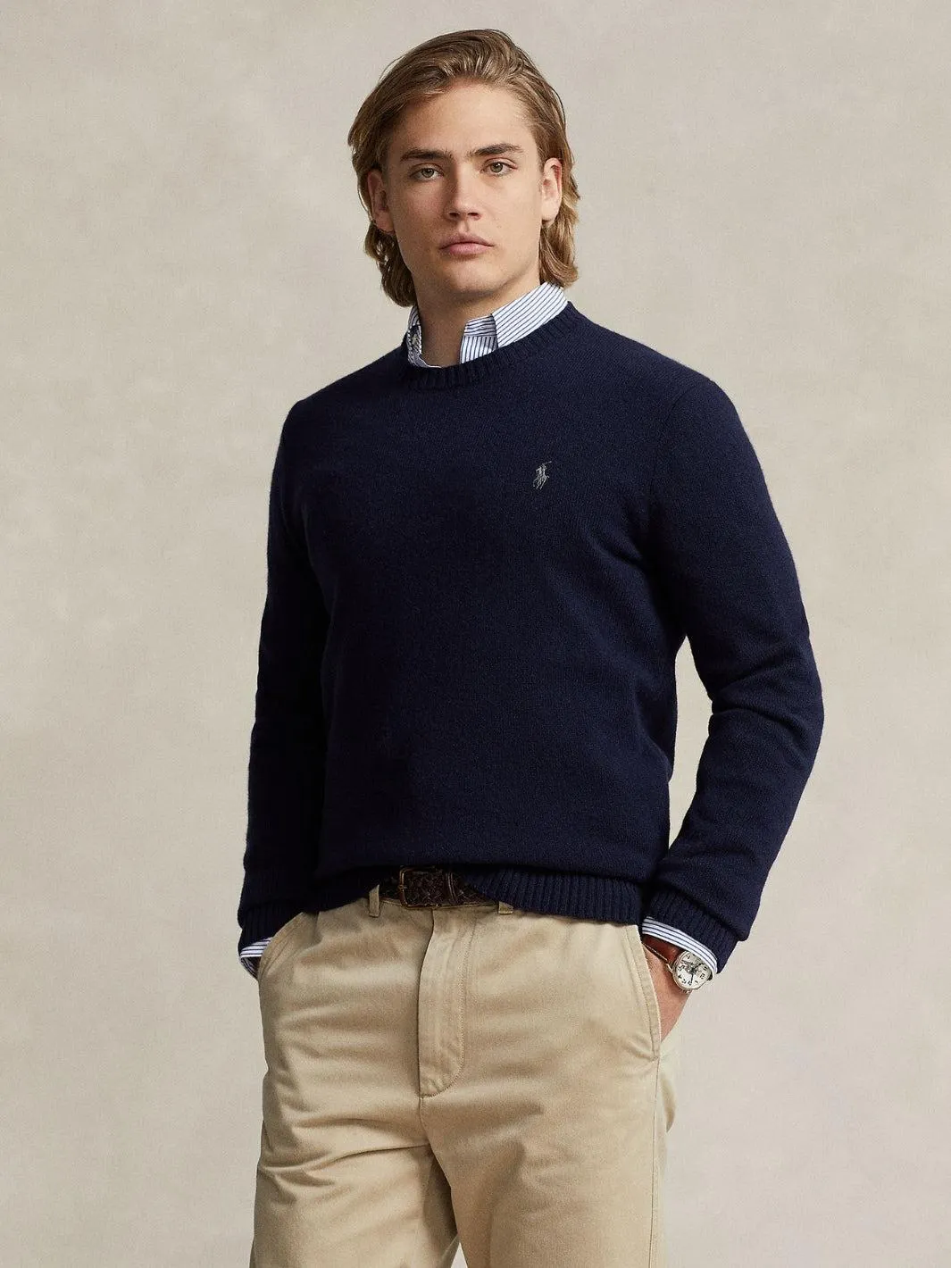 WOOL-CASHMERE CREWNECK SWEATER Marine