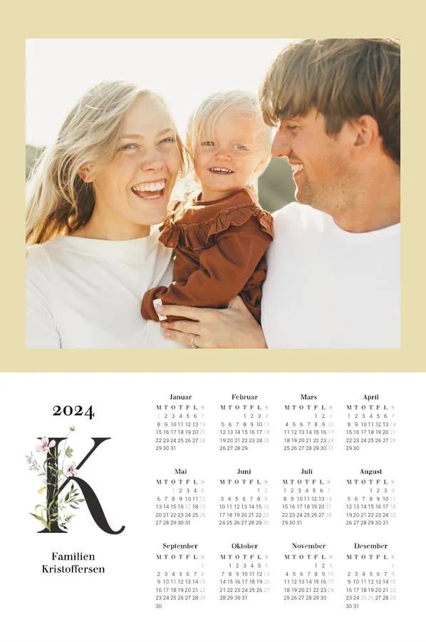 Plakatkalender | Liten (A4) | Flora bokstav