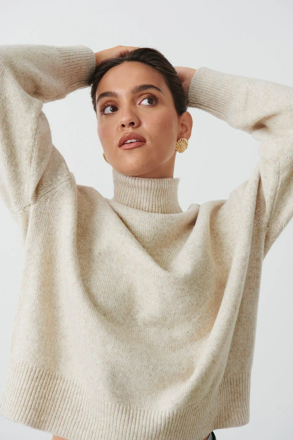 Funnel neck knit sweater
