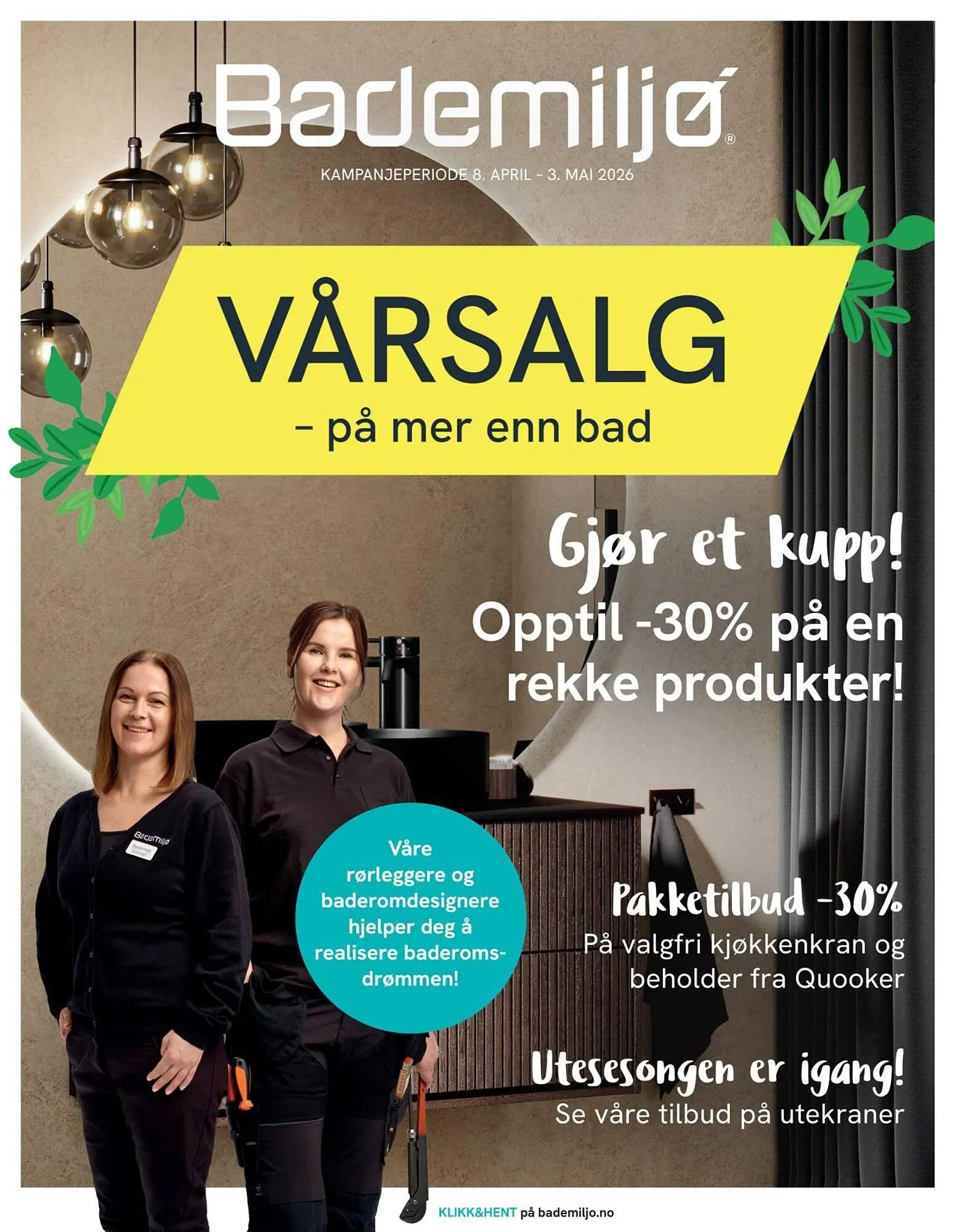 Bademiljø kundeavis fra 8. april til 4. mai 2026 - kundeavisside 1