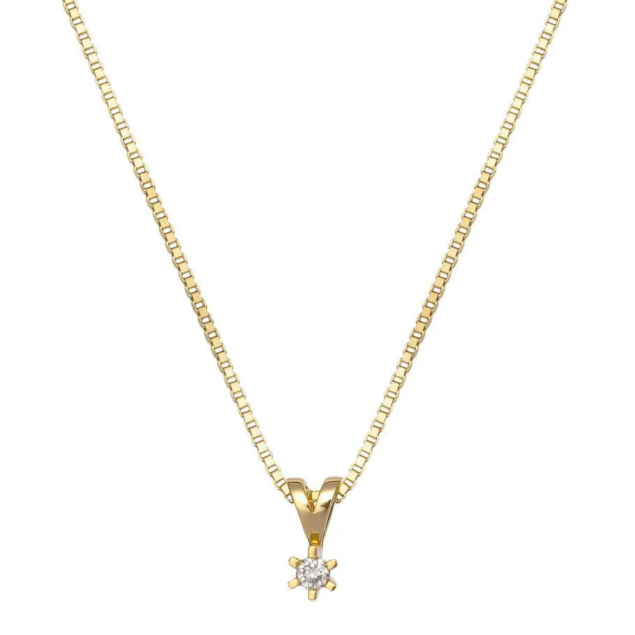 Diamantsmykke 585 Gult Gull 0,07 ct