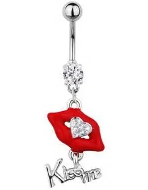 Kiss Me Lips - Belly Piercing - Red