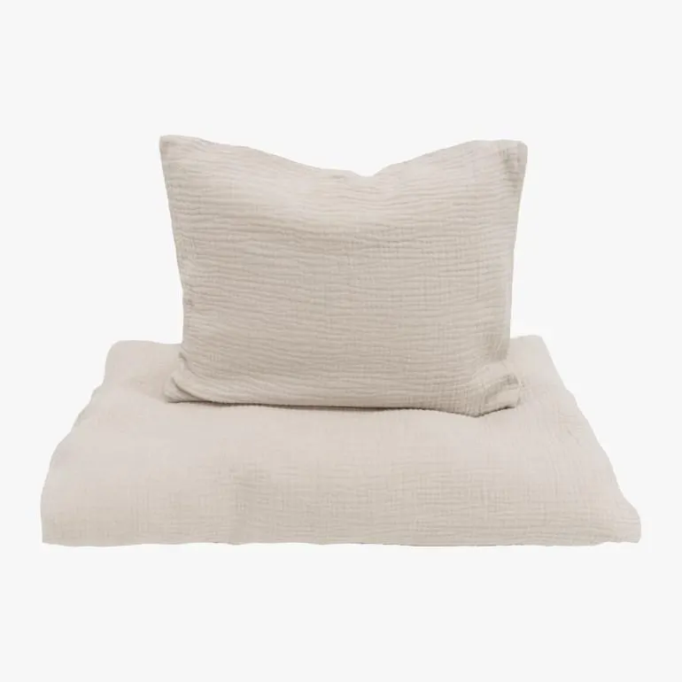 Pia sengesett i musselin, beige