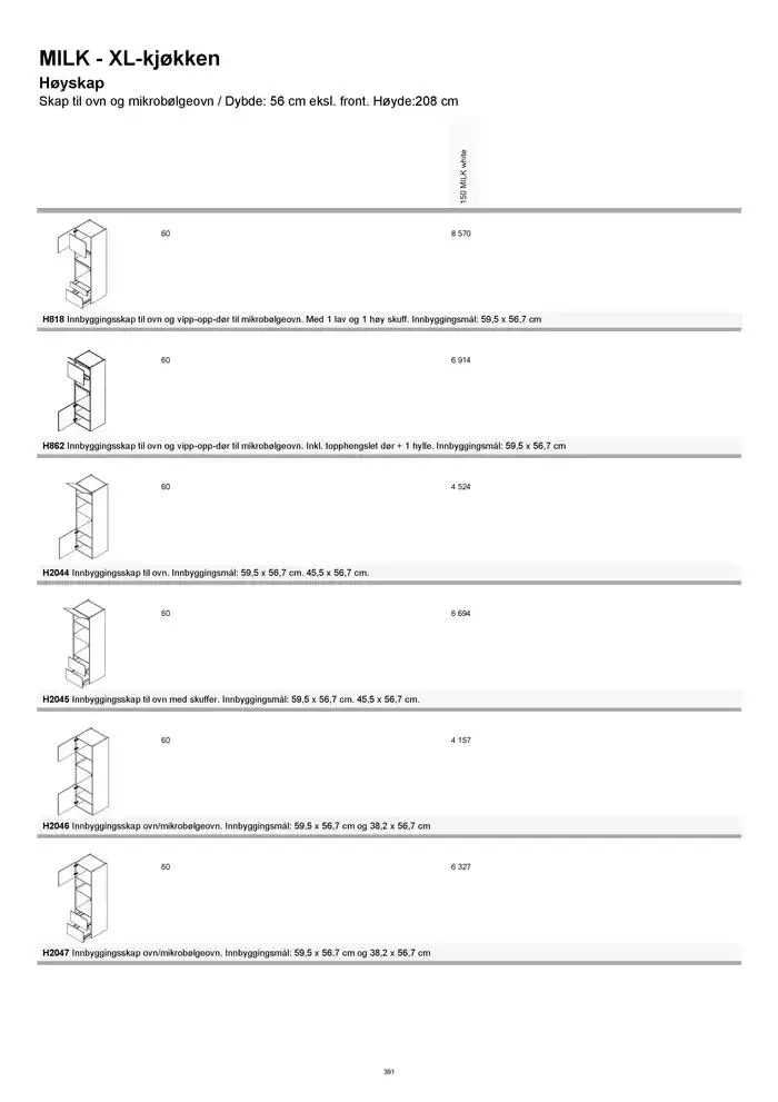 kvik kjøkken Prisliste. fra 1. januar til 31. desember 2025 - kundeavisside 391