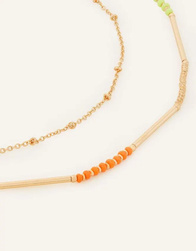 Bead and Chain Long Necklace