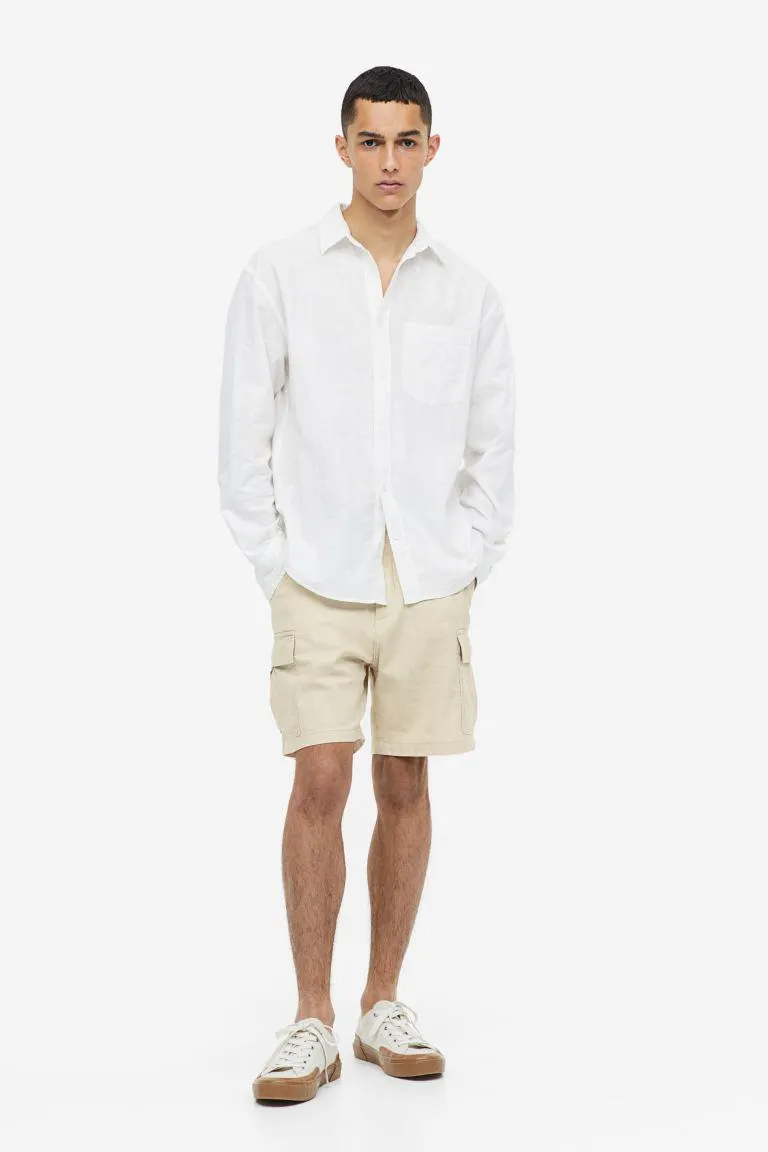 Regular Fit Cargoshorts i linmiks