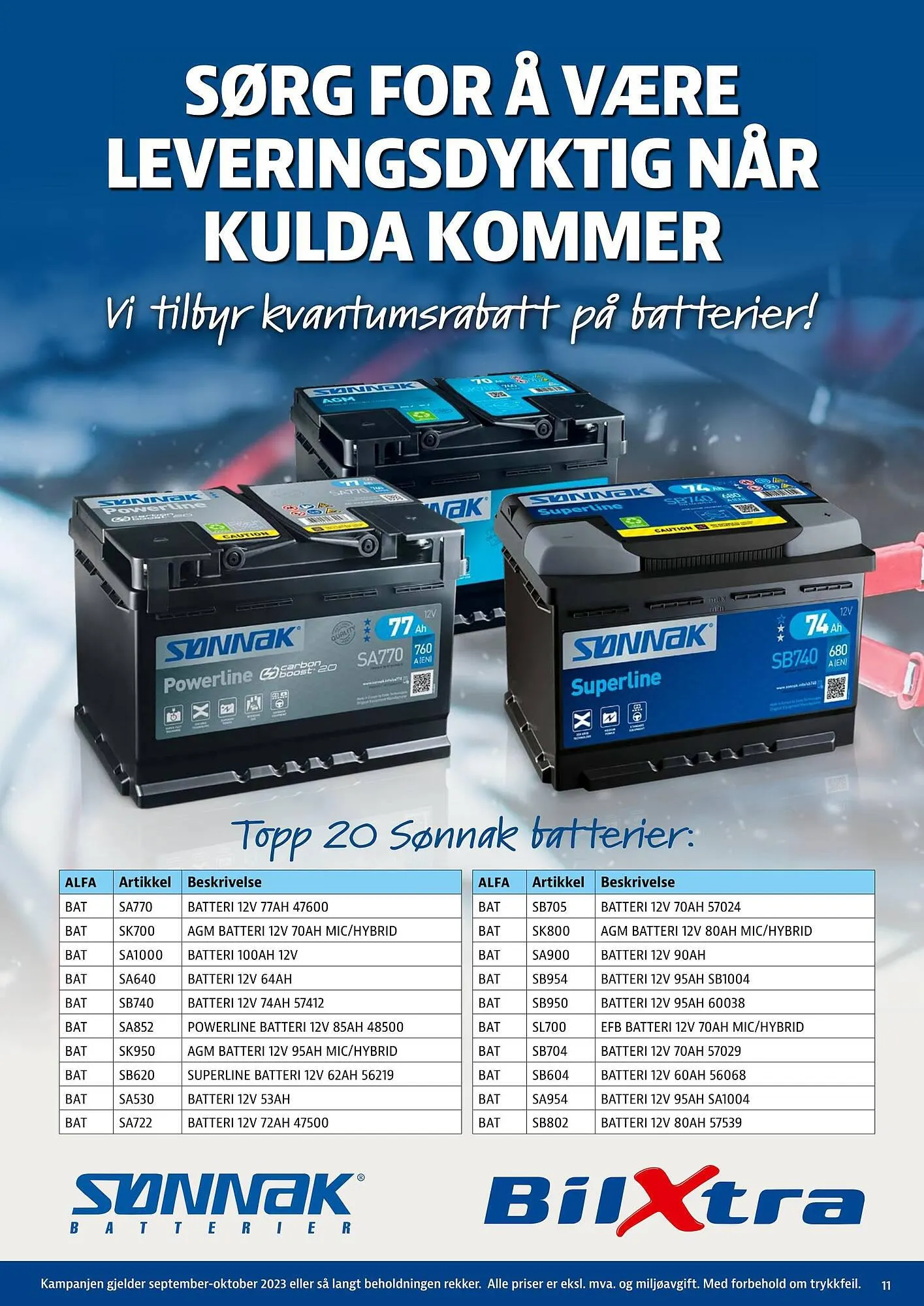 Bilxtra Kundeavis fra 2. september til 31. oktober 2023 - kundeavisside 11